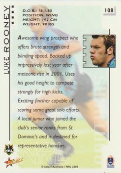 2003 Select XL #108 Luke Rooney Back